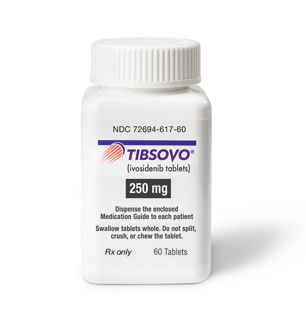 TIBSOVO&reg; (ivosidenib tablets) pill bottle.